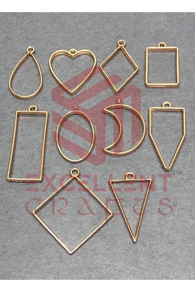 Assorted Geometric  Open Back Bezels - Rose Gold