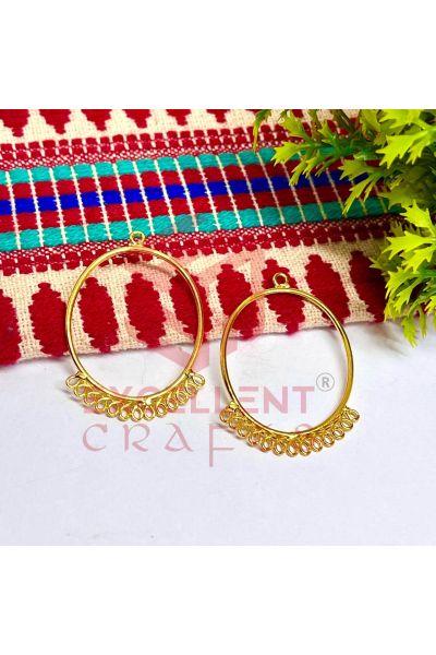 Brass Oval Earring Hoop Bezel with Multi Loop-Gold For Resin Art Supplies India DIY craft Jewellery making