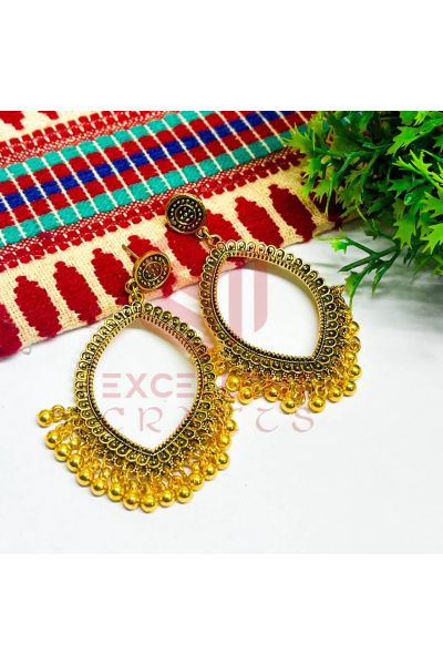 Motif Eye Oxidised Jhumka Earring-Gold