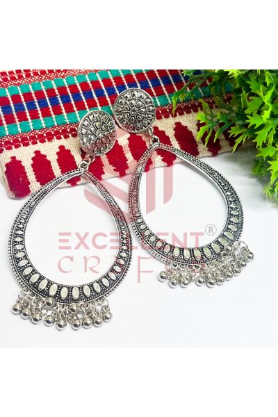 Drop Shape Oxidised Jhumka Earring Set - XL Size-Silver| Oxidised Earrings/Jhumka Bezel |XL Drop Oxidised Earring | premium-oxidised-earrings Resin Art Materials