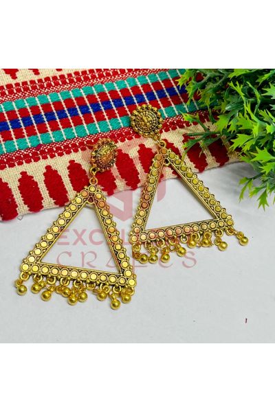 Earrings/Jhumka Bezel Dotted Design Triangle Shape Stud Earring Set-Gold | Jhumka Bezels For Resin Art