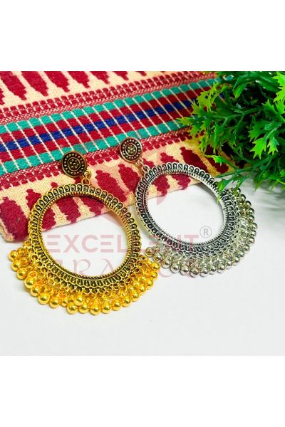 Big_Round Shape Oxidised Earring Jhumka Bezels
