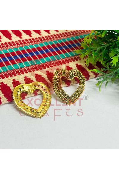 Heart Tribal Design Earring Stud Bezels-Gold