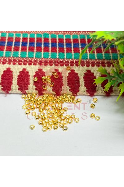 3mm Brass Crimp Beads – Gold Finish Metal Spacer & Stopper Beads (100pcs Pack) for DIY Jewellery Making