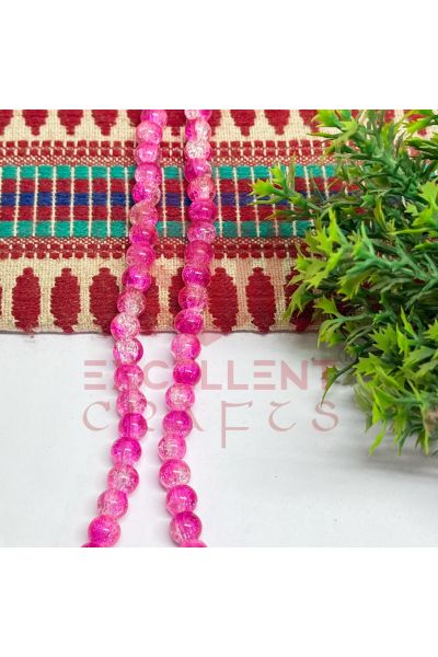 8mm Double Color Crackle Beads Pink and White