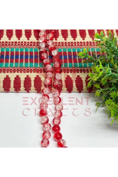 8mm Double Color Crackle Beads Red and White