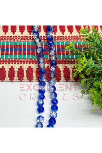 8mm Double Color Crackle Beads Royal Blue and White