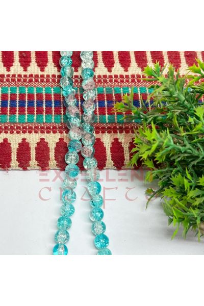 8mm Double Color Crackle Beads Sea Green and White