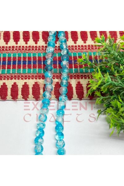 8mm Double Color Crackle Beads Sky Blue and White