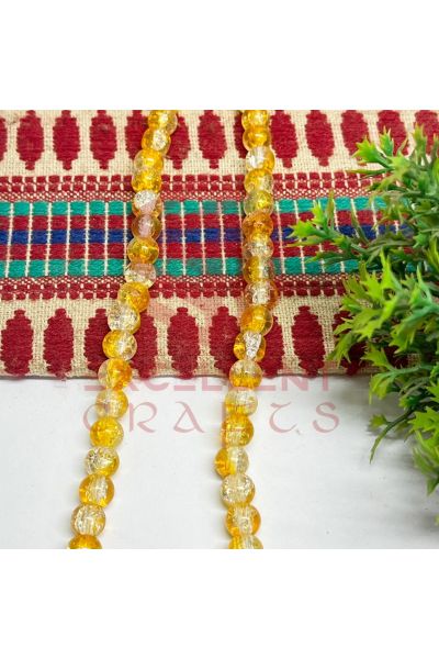 8mm Double Color Crackle Beads Yellow and White