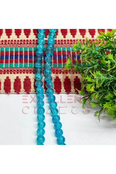 8mm Double Color Crackle Beads – Royal Blue & White (1 Line, 80–90 Pcs) for Bracelet & DIY Jewellery Crafts