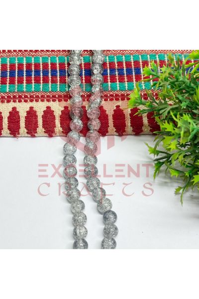 8mm Double Color Crackle Beads – Royal Blue & White (1 Line, 80–90 Pcs) for Bracelet & DIY Jewellery Crafts