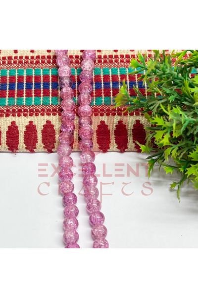 8mm Double Color Crackle Beads – Royal Blue & White (1 Line, 80–90 Pcs) for Bracelet & DIY Jewellery Crafts