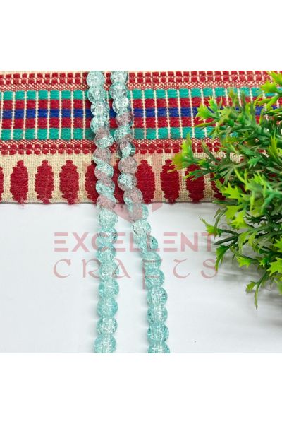 8mm Double Color Crackle Beads – Royal Blue & White (1 Line, 80–90 Pcs) for Bracelet & DIY Jewellery Crafts