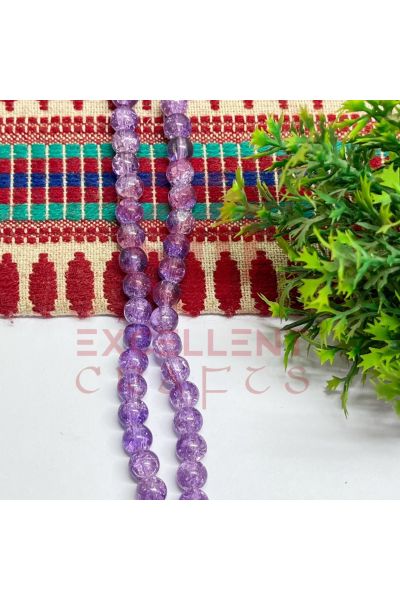 8mm Double Color Crackle Beads – Royal Blue & White (1 Line, 80–90 Pcs) for Bracelet & DIY Jewellery Crafts