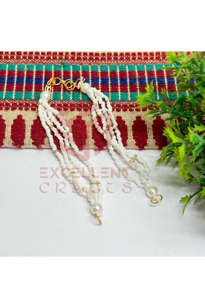 3 Line Seed Beaded Rakhi Bracelet Chain with Extender – For Stone & Resin Bezel Connectors (1 Pc)
