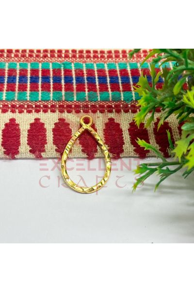 Tear Drop Geometric Texture Pendant Bezel  - Gold