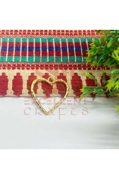 Heart Geometric Texture Pendant Bezel  - -Gold