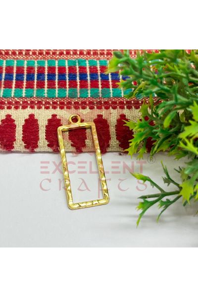 Long Rectangle Shape Geometric Texture Pendant Bezel -Gold