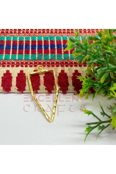 Pentagon / Nib Shape Geometric Texture Pendant Bezel -Gold
