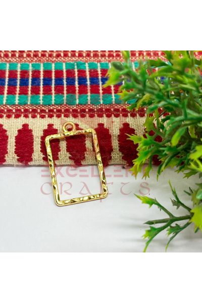 Rectangle Shape Geometric Texture Pendant Bezel -Gold