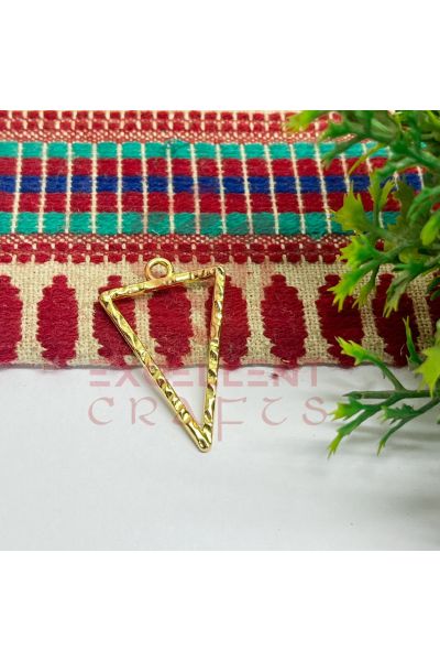 Triangle Geometric Texture Pendant Bezel  - -Gold