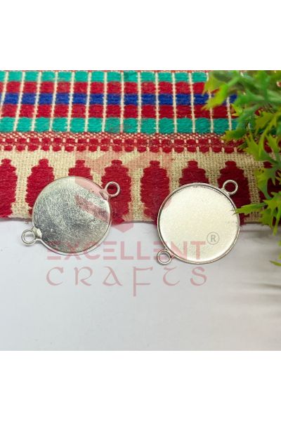 25mm Round Cabochon Tray Blank Connector Bezel – Silver | Resin Art Supply (1 Pc)