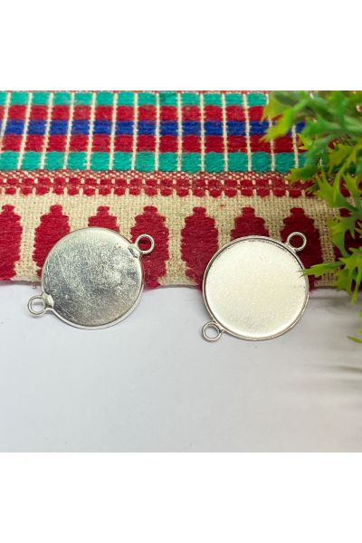 25mm Round Cabochon Tray Blank Connector Bezel – Silver | Resin Art Supply (1 Pc)