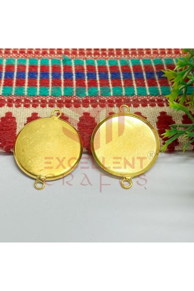 25mm Gold Cabochon Tray Connector – DIY Rakhi, Resin Craft, Photo Bracelet Base