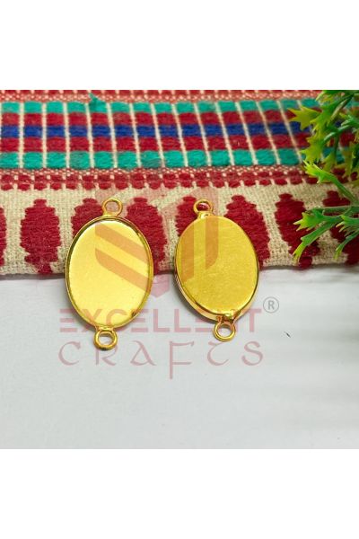 Oval Shape Cabochon Tray Blank Connector - Gold