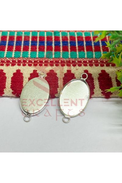 Oval Shape Gold Cabochon Tray Bezel Connector – Resin Craft, Rakhi & Photo Bracelet DIY