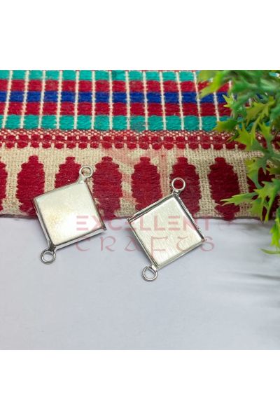 Rhombus Shape Gold Cabochon Tray Connector – Resin DIY, Rakhi & Photo Bracelet Base