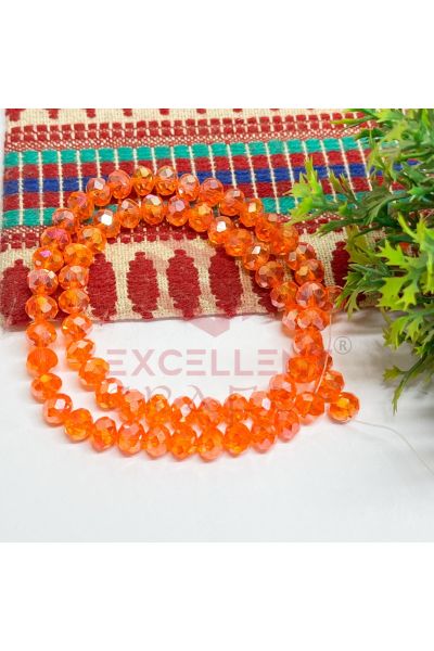 8mm Orange Transparent Rondelle Crystal Beads – 70-80pcs Glass Beads for Jewelry Making