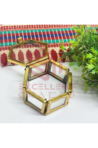 Hexagon vintage Glass Box (2x1inch)