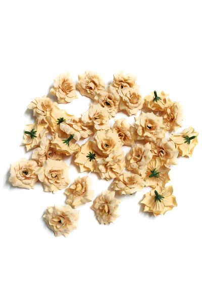 4cm Biscuit Color Fabric Artificial Flowers-10Pcs