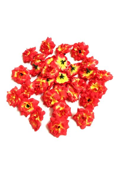4cm Red Yellow Color Fabric Artificial Flowers - Pack of 10 Pcs 