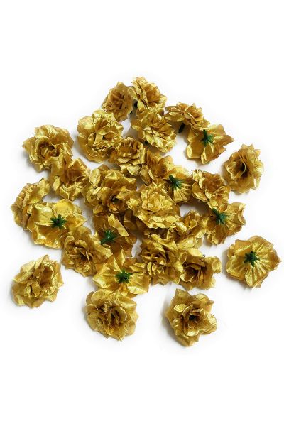 4cm Gold Color Fabric Artificial Flowers Pack of 10 Pcs