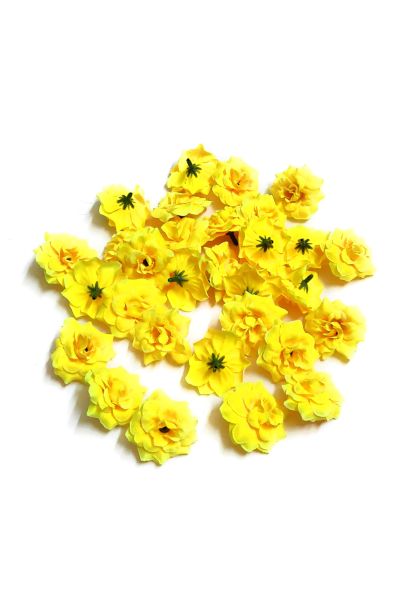 4cm Yellow Color Fabric Artificial Flowers Pack of 10 Pcs