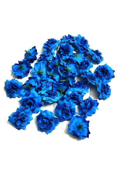 4cm Blue Fabric Artificial Flowers - Pack of 10 for Handmade Flower Jewelry