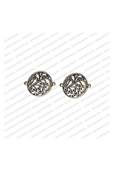 ECMANTCH110-Round-Shape-Metal-Antique-Finish-Silver-Charm-Flower-Design-8 V1