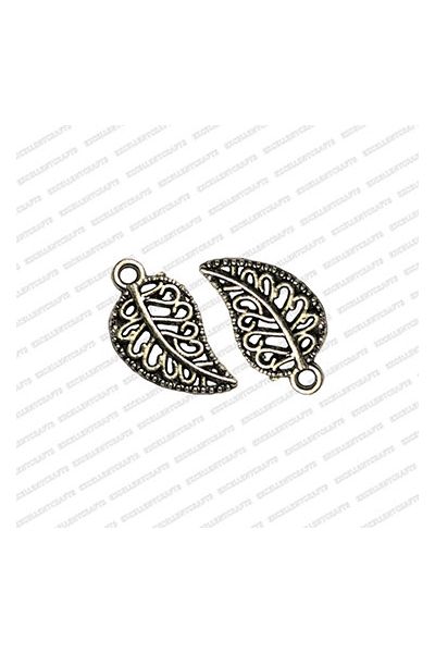 ECMANTCH46-Leaf-Shape-Metal-Antique-Finish-Silver-Charm-Design-14 V1