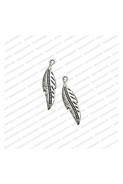 ECMANTCH58-Leaf-Shape-Metal-Antique-Finish-Silver-Charm-Design-2 V1