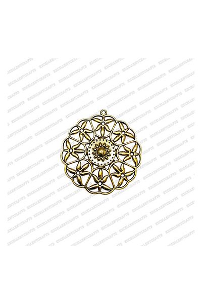 ECMANTPEN1-Round-Shape-Metal-Antique-Finish-Gold-Color-Pendant-Flower-Design-1