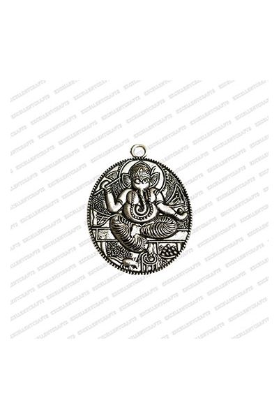 ECMANTPEN16-Oval-Shape-Metal-Antique-Finish-Silver-Color-Ganesha-Pendant-Design-1