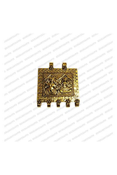 ECMANTPEN51-Rectangle-Shape-Metal-Antique-Finish-Gold-Color-Ganesha-and-Lakshmi-Pendant-Design-2