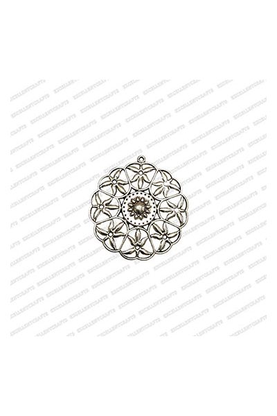 ECMANTPEN6-Round-Shape-Metal-Antique-Finish-Silver-Color-Pendant-Flower-Design-1
