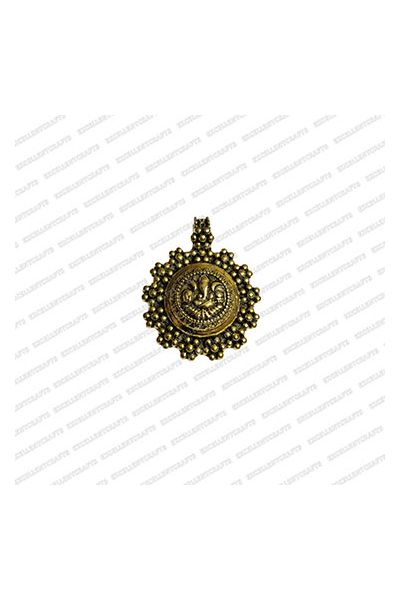 ECMANTPEN68-Round-Shape-Metal-Antique-Finish-Gold-Color-Pendant-Ganesha-Design-3