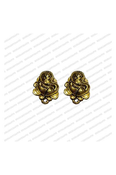 Lord Ganesha Metal Antique Finish Gold Color Stud Design 3