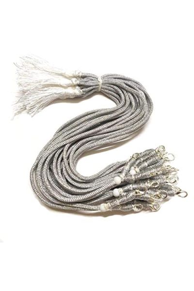 Adjustable Silver Color Zari Necklace Back Rope Dori for Jewellery Making with lobster hook (Pack of 6 Pcs)
