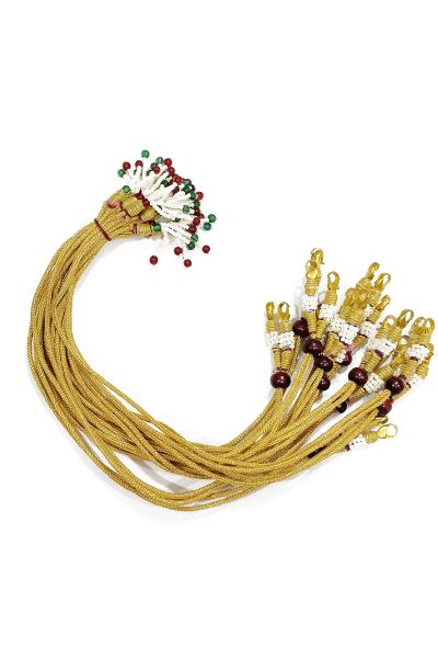 Gold Color Zari Dori Necklace Back Rope with Maroon Tassel for Necklace - Pack of 6Pcs